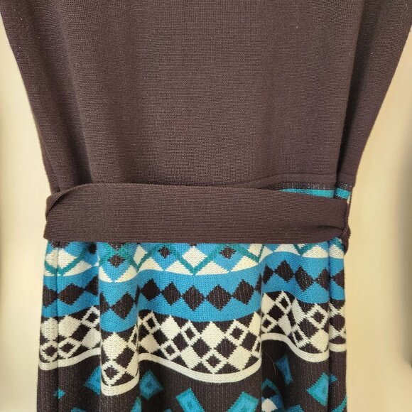 Eliza J Sweater Dress Geometric Diamond Knit Fit & Flare Cozy Business Casual L - Picture 5 of 11